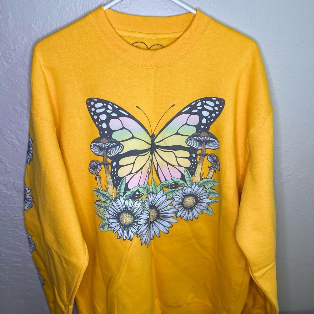 Yellow Butterfly Graphic Sweater